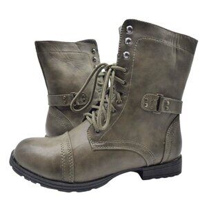 Red Circle Women’s X-Mahalo Combat Boots, Gray, Size 7.5